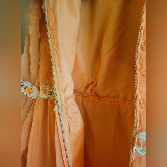 Vintage Chiffon Prairie Maxi Dress with Lace Trim - Picture 9 of 12